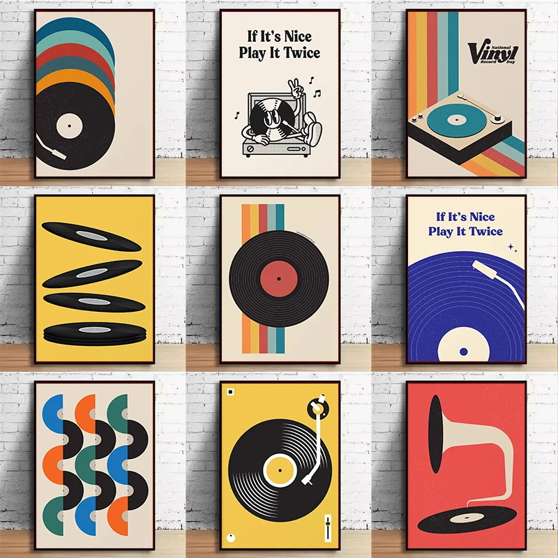 Audio Music Recording - Cetakan Seni Dinding Kanvas Rekaman Vinil