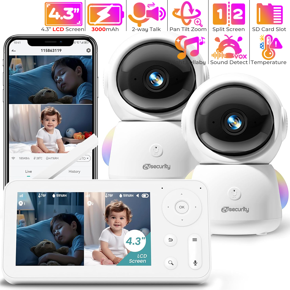 Audio Music Videos - Monitor bayi 2K, dengan 2 kamera