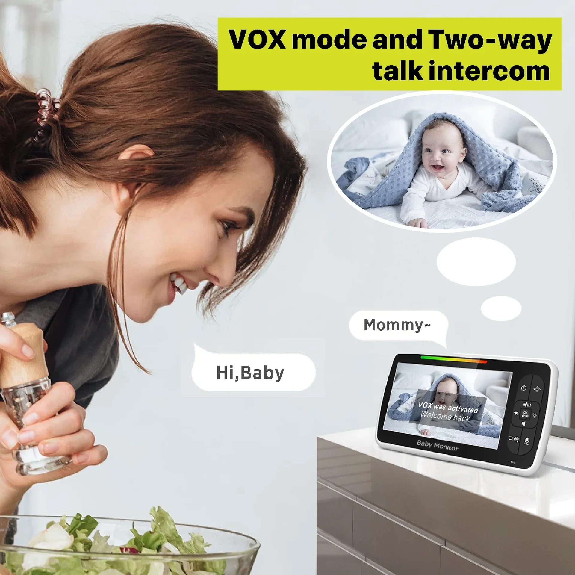 Monitor Bayi Video 5.0 Inch, D - Audio Music Videos ulasan dan harga