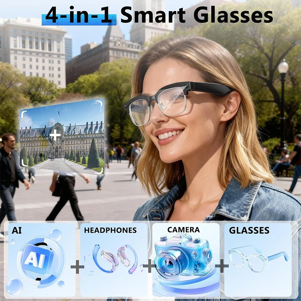 Kacamata Pintar AI 4K Kamera 8 - Audio Music Recording ulasan dan harga
