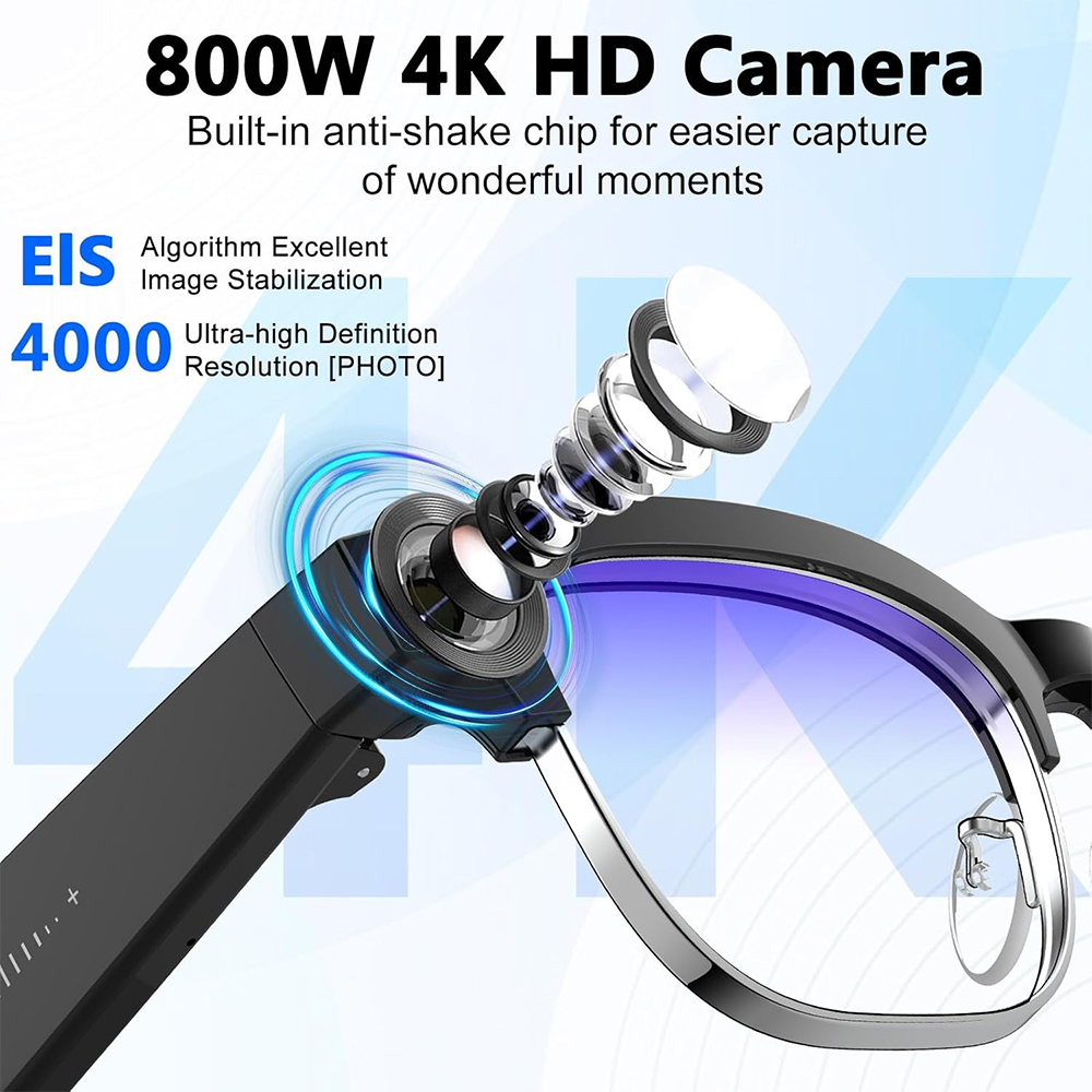 Kacamata Pintar AI 4K Kamera 8 - Audio Music Recording ulasan dan harga