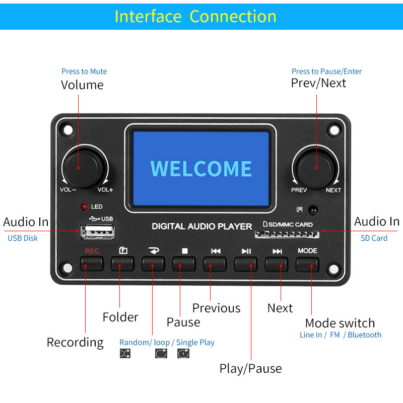 Modul Pemutar LCD UNISIAN MP3  - Audio Music App ulasan dan harga