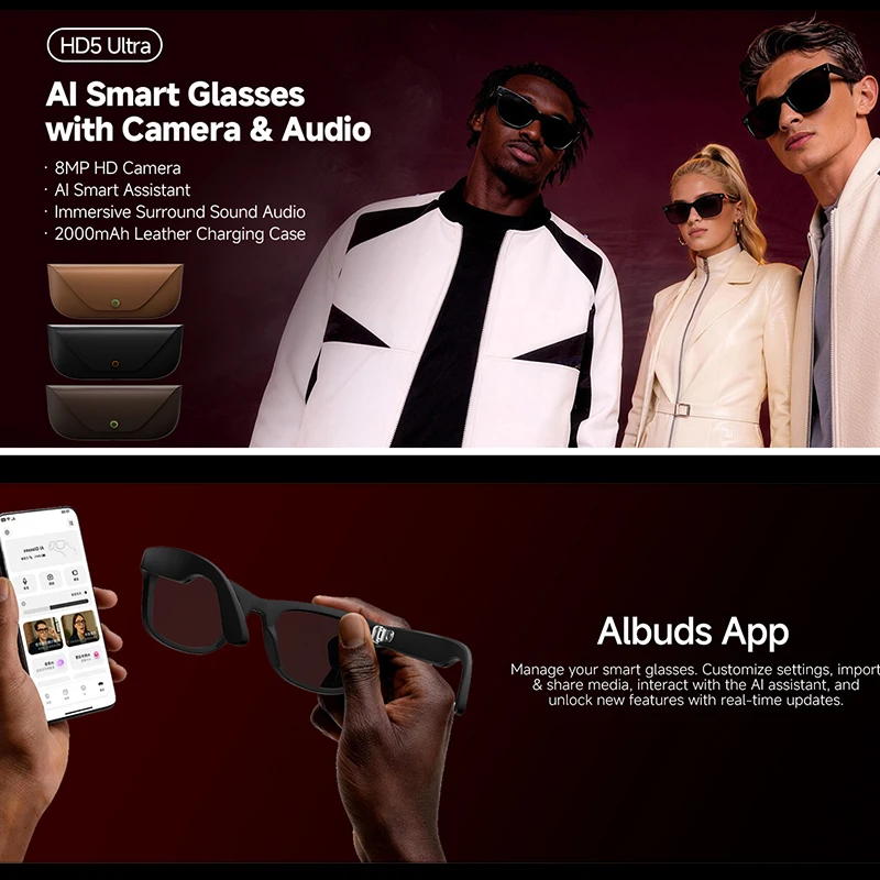 Kacamata Pintar HD 8MP dengan  - Audio Music Recognition ulasan dan harga