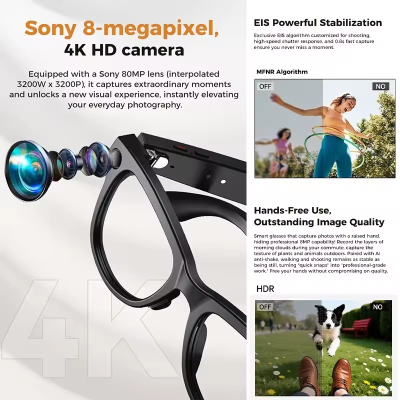 Kacamata Pintar Kamera HD 4K 8 - Audio Music Recording ulasan dan harga